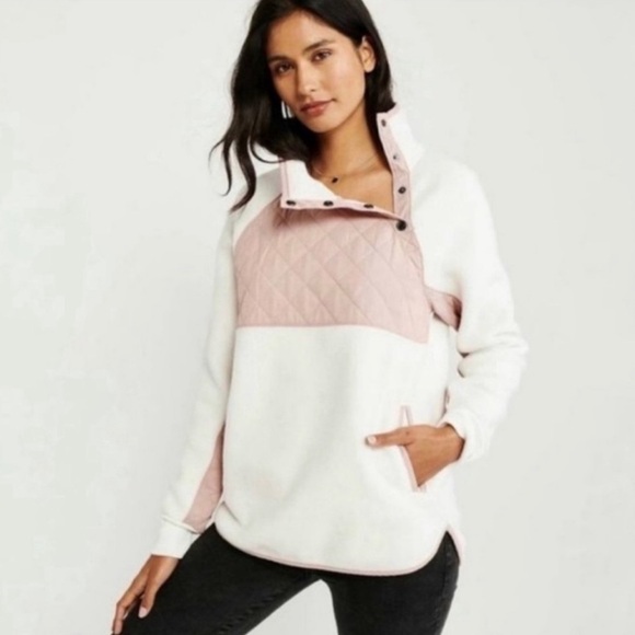 Abercrombie & Fitch Asymmetrical Snap Up Fleece Sweatshirt - Picture 2 of 8